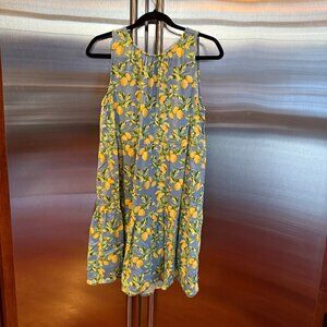 SLEEVELESS LOFT DRESS, LEMONS, SIZE SMALL